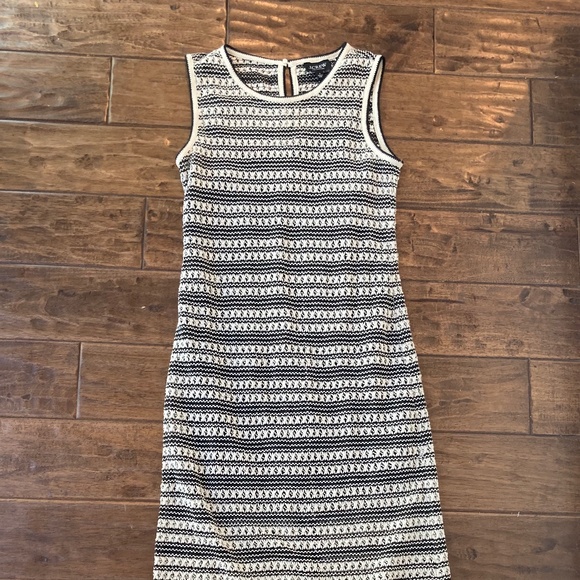 J. Crew Collection Crochet Midi Dress in Stripe Womens S Ivory Black Resortwear - Picture 2 of 16